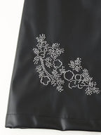 Beaded Faux-Leather Mini Dress