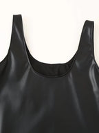 Beaded Faux-Leather Mini Dress