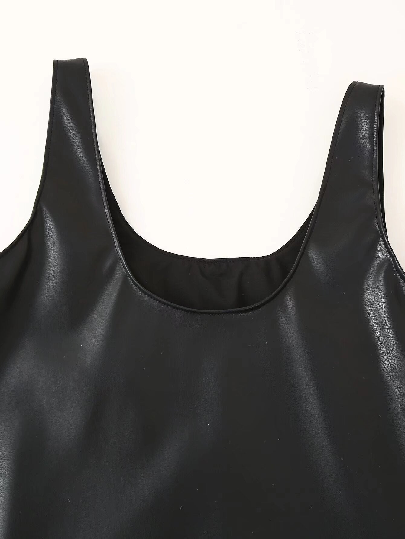Beaded Faux-Leather Mini Dress