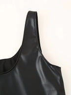 Beaded Faux-Leather Mini Dress