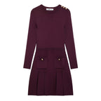 Long Sleeves Crew Neck Casual Plain Stitch Dress