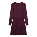 Long Sleeves Crew Neck Casual Plain Stitch Dress