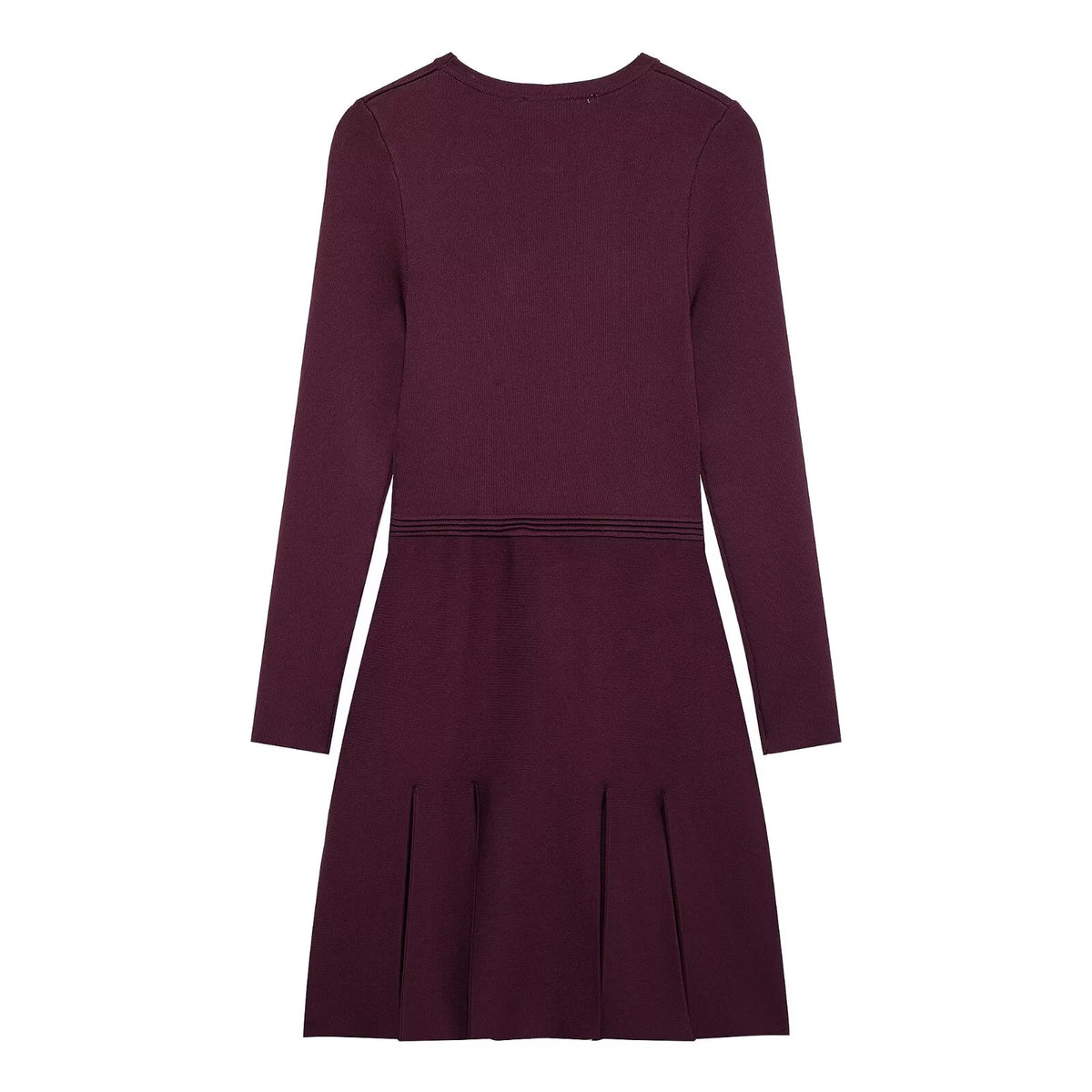 Long Sleeves Crew Neck Casual Plain Stitch Dress