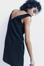 Winter Velvet Bowknot Decoration V-Neck Straight Dress
