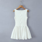 Square-Neck Ruched A-Line Mini Dress