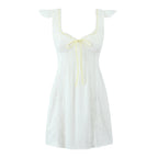 Lace-Up V-Neck A-Line Mini Dress