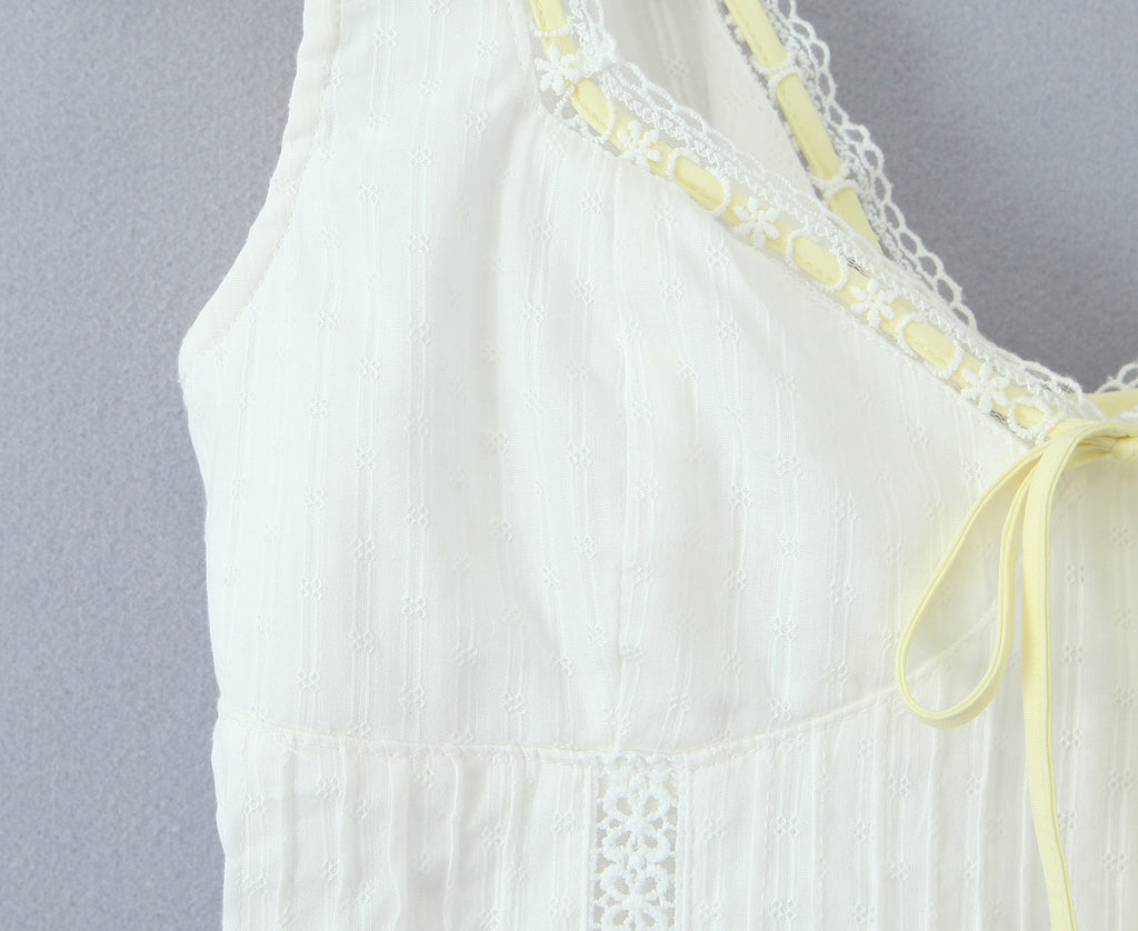 Lace-Up V-Neck A-Line Mini Dress