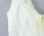 Lace-Up V-Neck A-Line Mini Dress