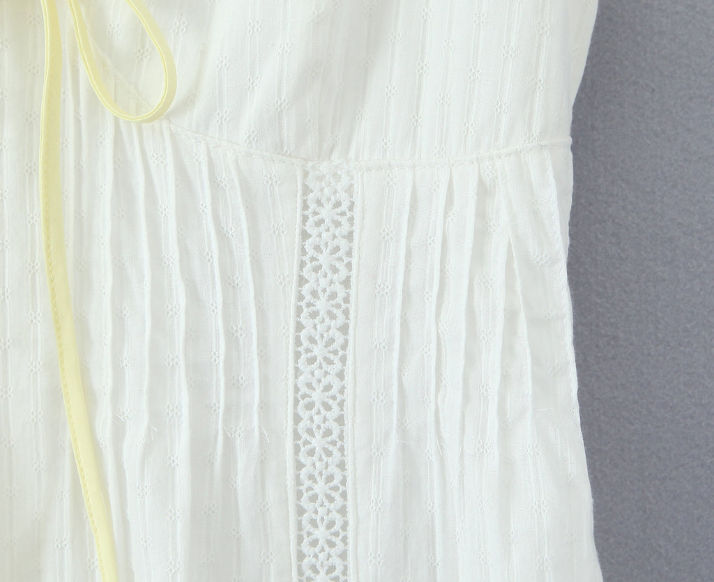Lace-Up V-Neck A-Line Mini Dress