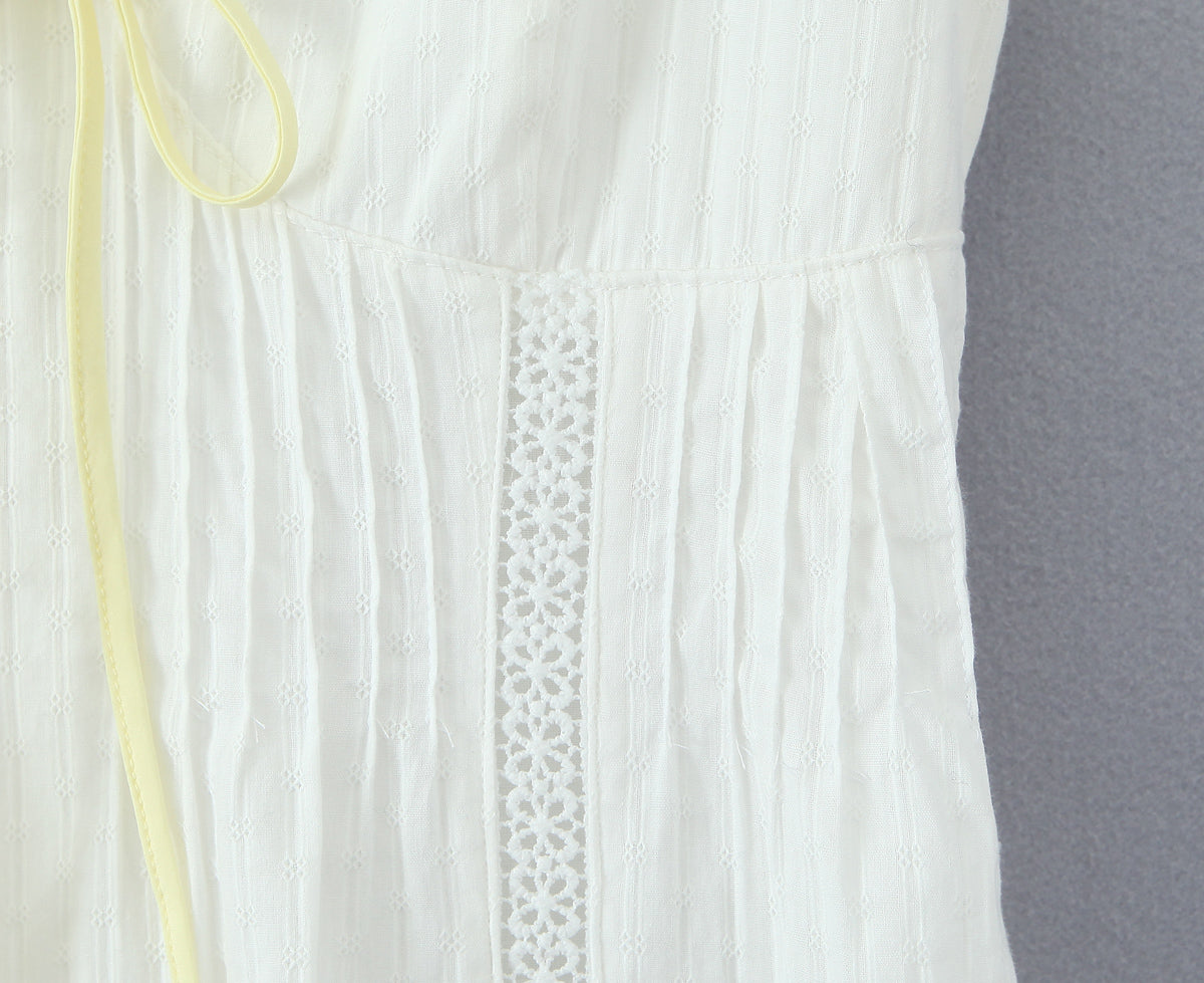 Lace-Up V-Neck A-Line Mini Dress