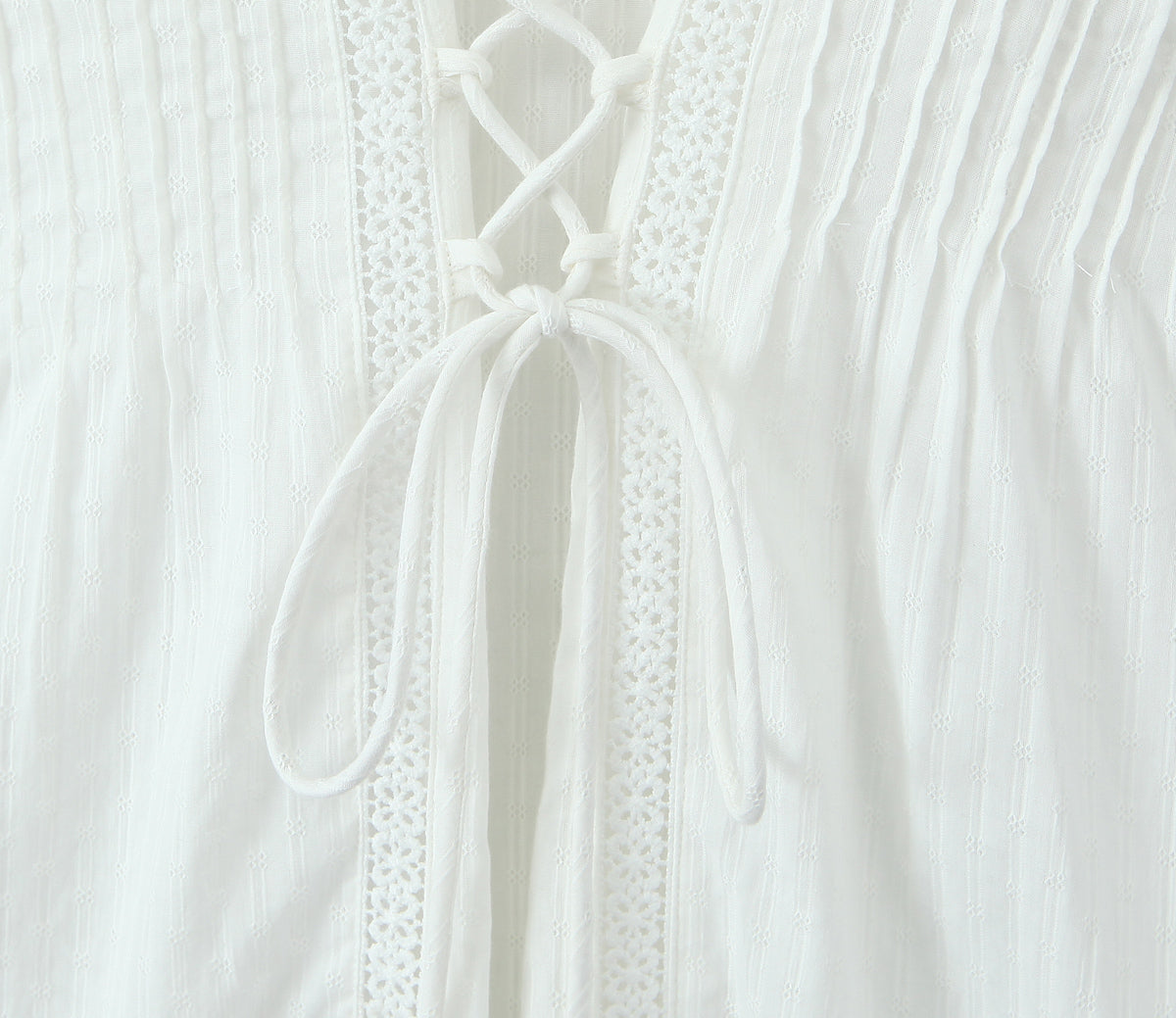 Lace-Up V-Neck A-Line Mini Dress