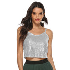 Women's Sequin V-Neck Cropped Camisole Top