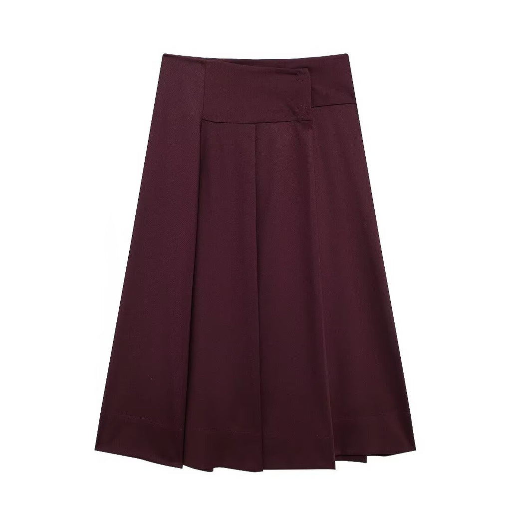 Pleated Solid-Color Midi Dress