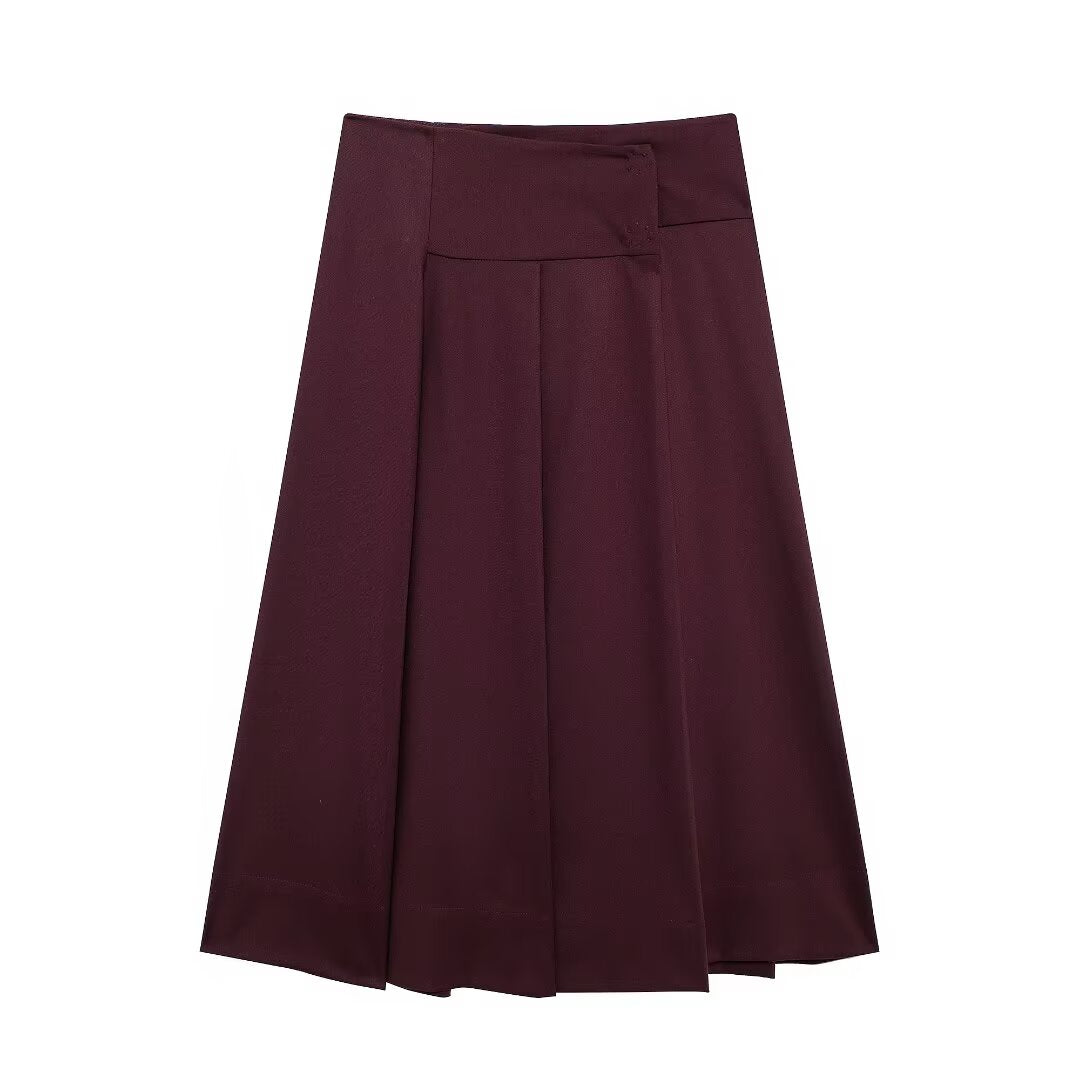 Pleated Solid-Color Midi Dress