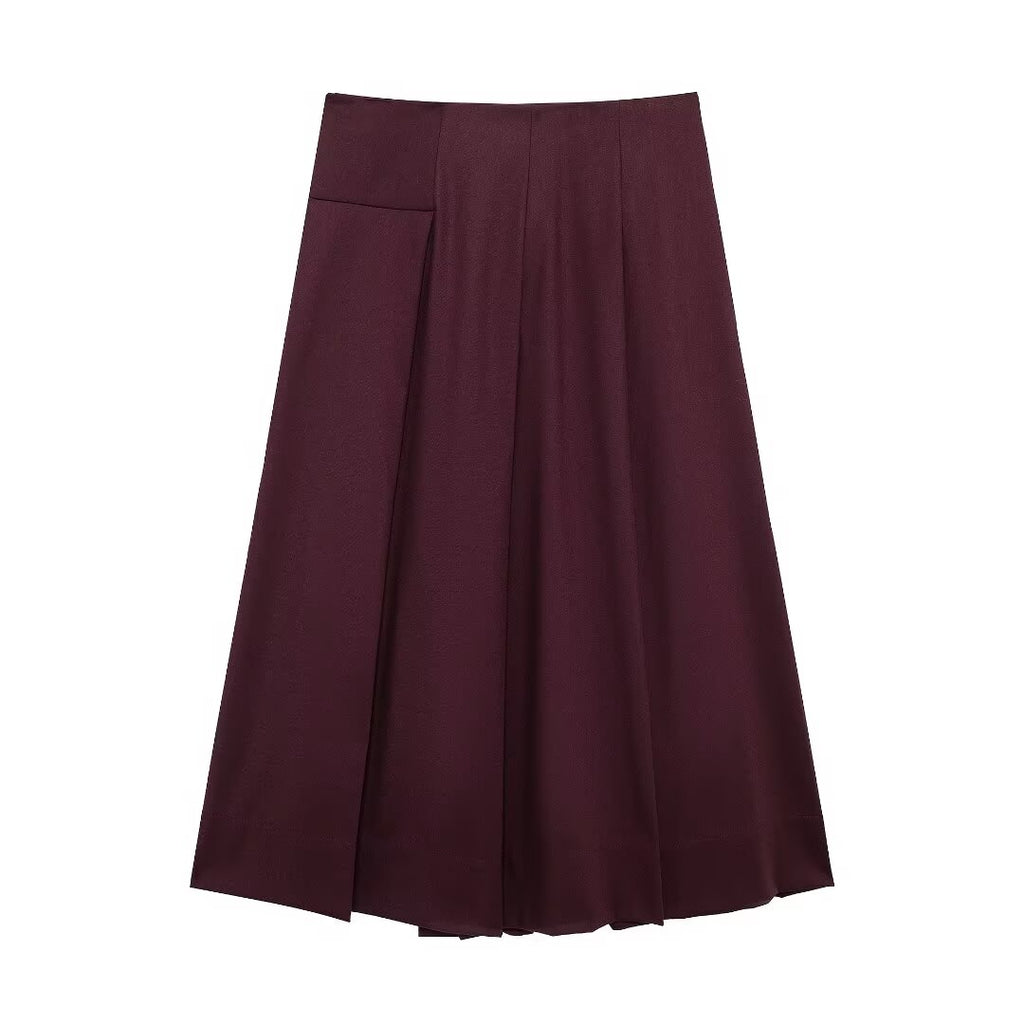 Pleated Solid-Color Midi Dress