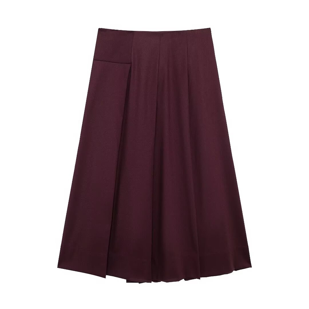 Pleated Solid-Color Midi Dress