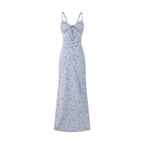 Women's Floral V-Neck Bow-Strap Vacation Maxi Dress