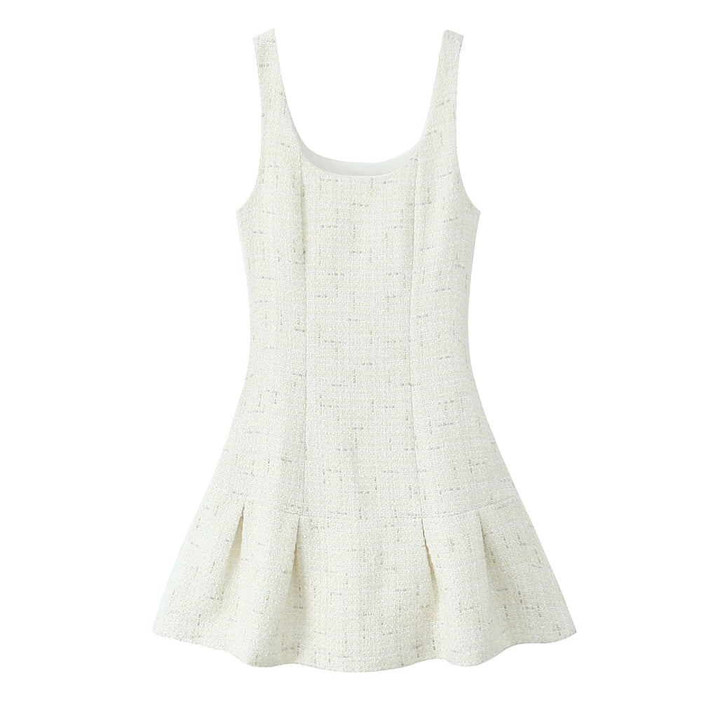 Debutante Woolen Spaghetti-Strap Dress Spring Autumn Slim Pleated