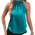 Women's Satin Off Shoulder Halter Top