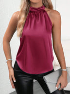 Women's Satin Off Shoulder Halter Top