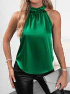 Women's Satin Off Shoulder Halter Top
