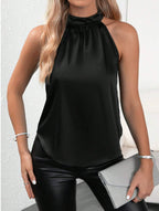 Women's Satin Off Shoulder Halter Top