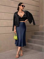 Women's Satin Fishtail Midi Skirt