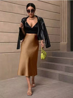 Women's Satin Fishtail Midi Skirt