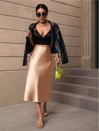 Women's Satin Fishtail Midi Skirt