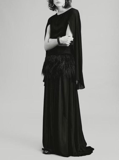 Women Clothing Autumn Winter Artificial Fur Effect Belt Maxi Dress