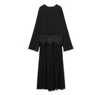 Women's Autumn Winter Artificial Fur Effect Belt Maxi Dress