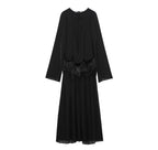 Women's Autumn Winter Artificial Fur Effect Belt Maxi Dress