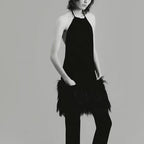 Women's French Simple Faux-Fur-Effect Dress