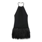 Women's French Simple Faux-Fur-Effect Dress