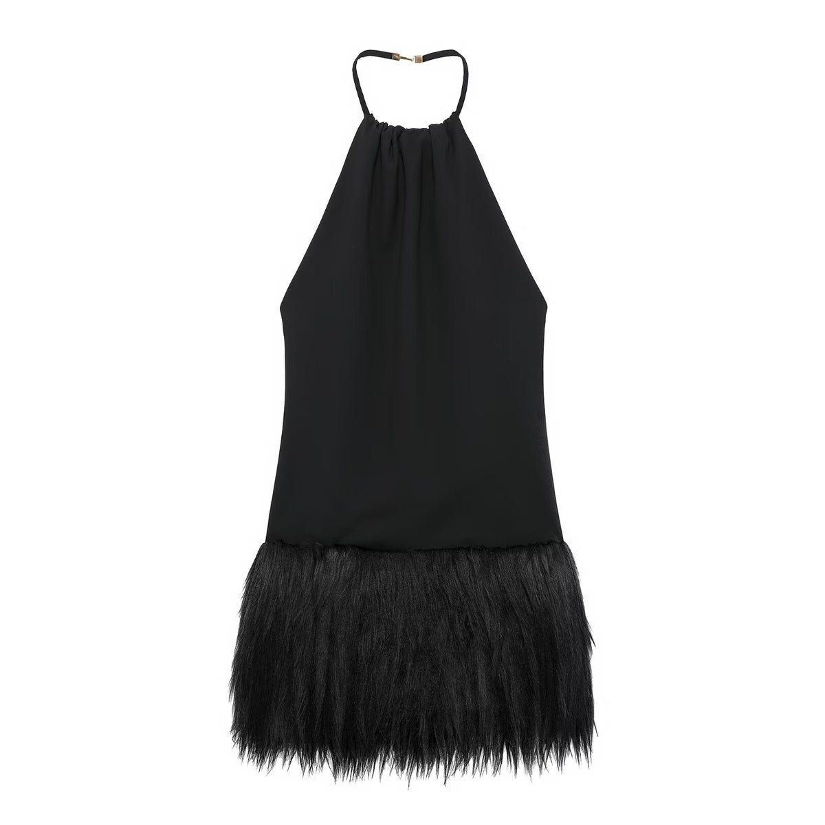 Women's French Simple Faux-Fur-Effect Dress