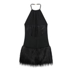 Women's French Simple Faux-Fur-Effect Dress