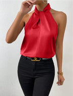 Women's Satin Halter Neck Sleeveless Top