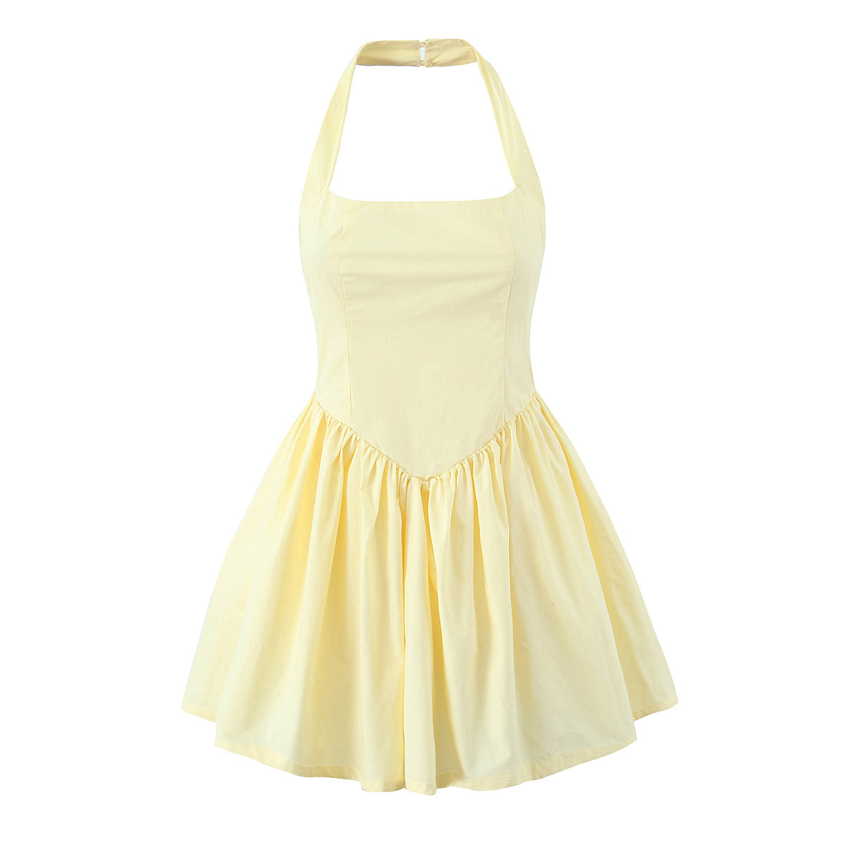 Halter Ruched A-Line Mini Dress
