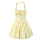 Halter Ruched A-Line Mini Dress