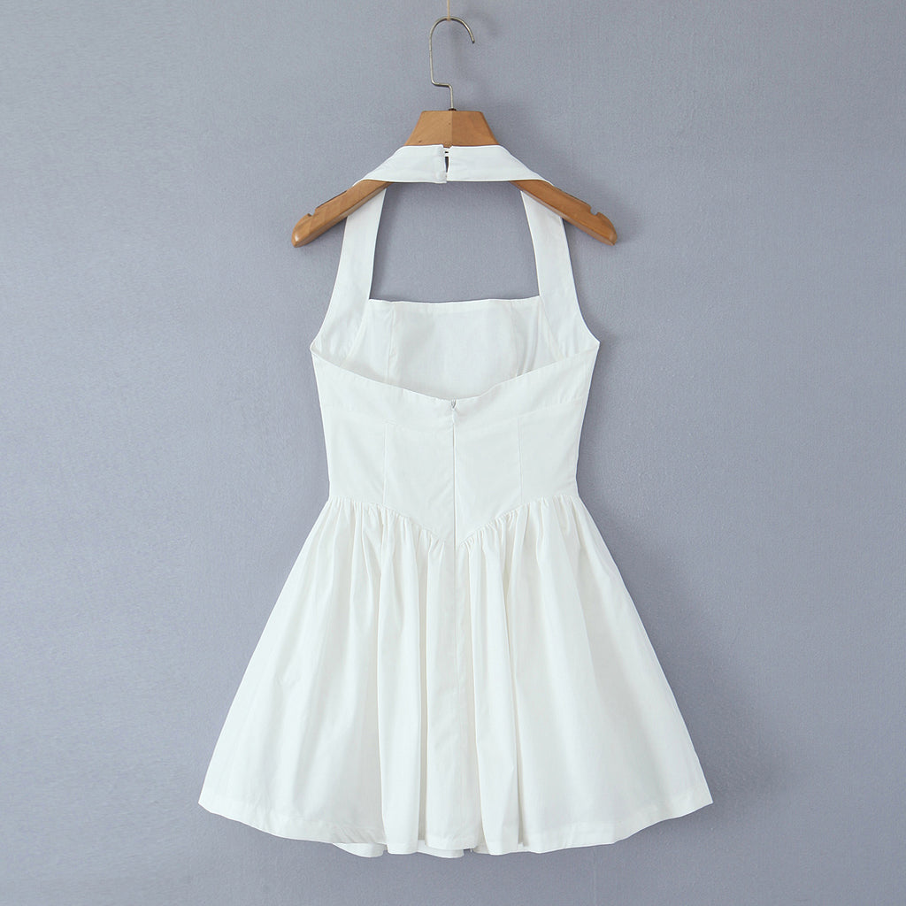 Halter Ruched A-Line Mini Dress
