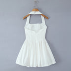 Halter Ruched A-Line Mini Dress