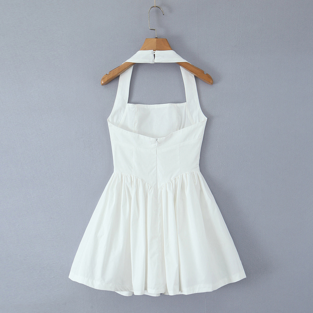 Halter Ruched A-Line Mini Dress