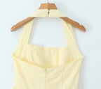 Halter Ruched A-Line Mini Dress