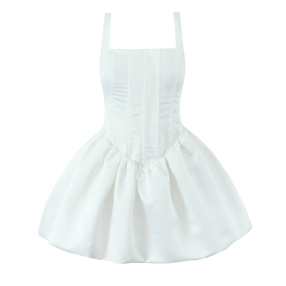 Spaghetti-Strap Boned A-Line Mini Dress