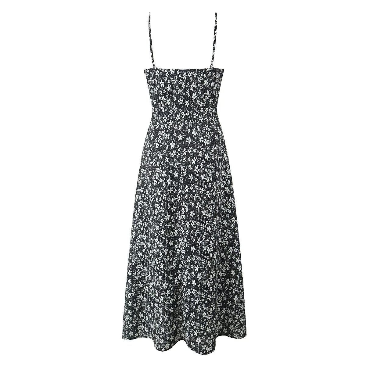 Deep-V-Neck Maxi Spring Vintage Floral Sling Dress