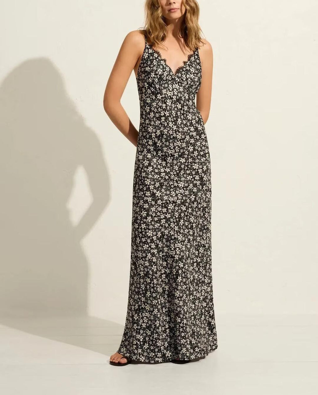 Deep-V-Neck Maxi Spring Vintage Floral Sling Dress