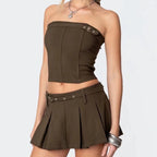 Women's Tube With Ornament Short Vest and Skirt Two-Piece Set