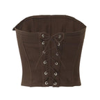 Women's Tube With Ornament Short Vest and Skirt Two-Piece Set