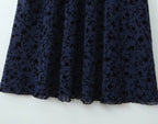 Retro V-Neck Short-Sleeve Mid Length Sweet Floral Flocking Dress