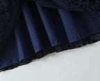 Retro V-Neck Short-Sleeve Mid Length Sweet Floral Flocking Dress